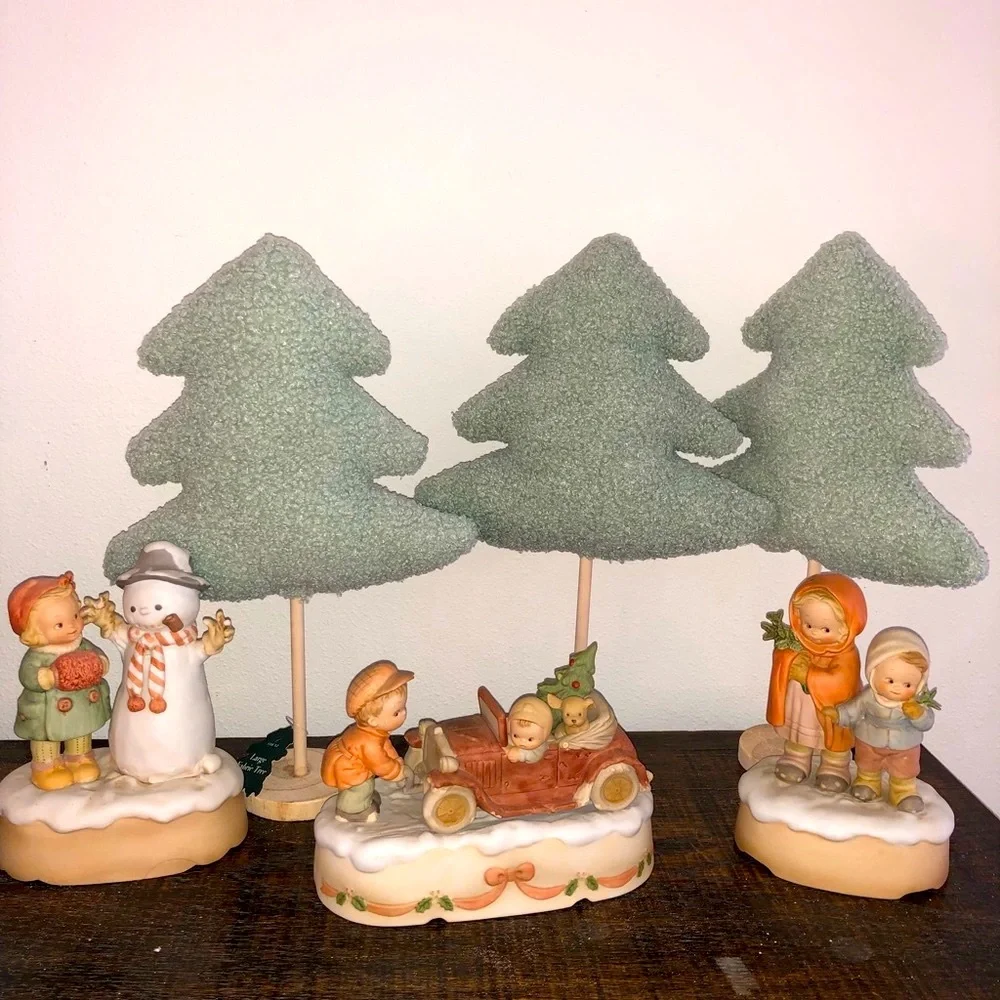 3 light green fleece fluffy trees Christmas Target NEW